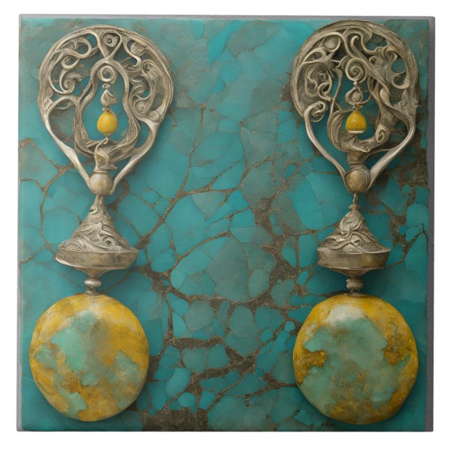 Yellow Marble Metal Art Sculptured  Tile (Front)
