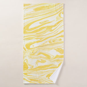 Yellow marble texture. Hand drawn Bath Towel