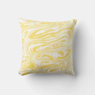 Yellow marble texture. Hand drawn Cushion