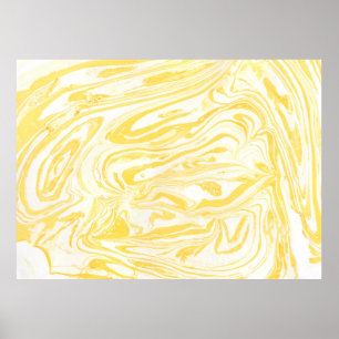 Yellow marble texture. Hand drawn Poster