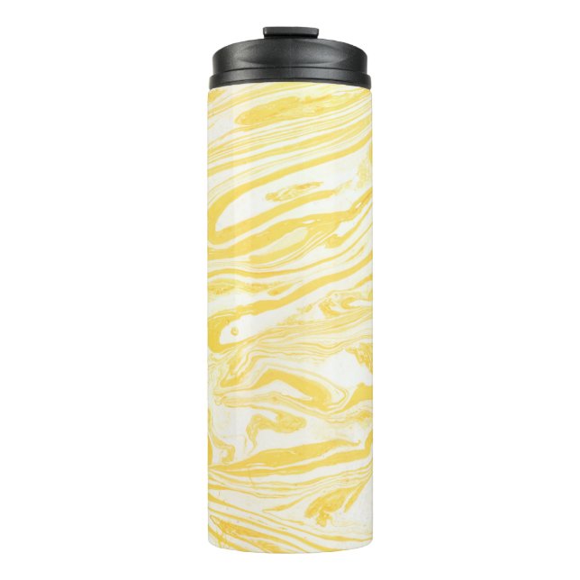 Yellow marble texture. Hand drawn Thermal Tumbler (Front)