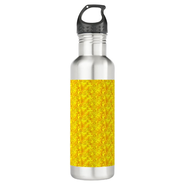 Yellow Marigold Floral Seamless Pattern 710 Ml Water Bottle (Front)