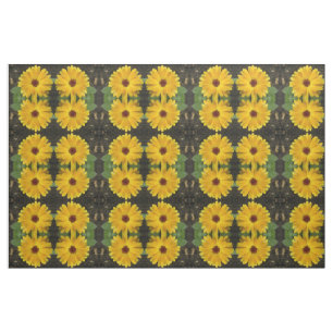 Yellow Marigold Macro Floral Patterned Fabric