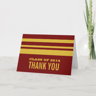 Yellow/Maroon Bold Stripes Grad Thank You Card