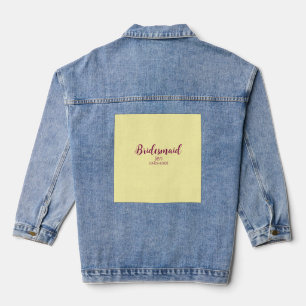 Yellow maroon bridesmaid name date stylish bride t denim jacket