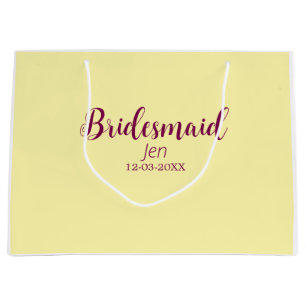 Yellow maroon bridesmaid name date stylish bride t large gift bag