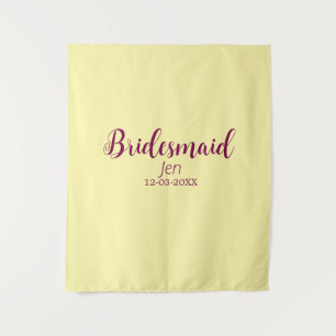 Yellow maroon bridesmaid name date stylish bride t tapestry