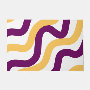 Yellow marron red curvy lines wavy pattern design doormat