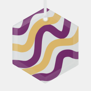 Yellow marron red curvy lines wavy pattern design  glass tree decoration