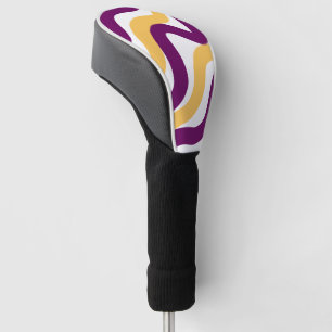 Yellow marron red curvy lines wavy pattern design  golf head cover