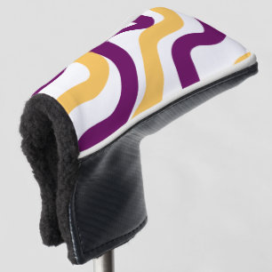 Yellow marron red curvy lines wavy pattern design golf head cover