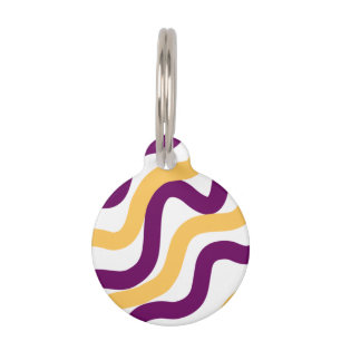 Yellow marron red curvy lines wavy pattern design pet tag