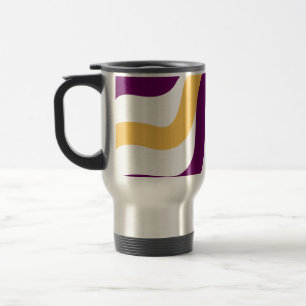 Yellow marron red curvy lines wavy pattern design travel mug