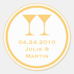 Yellow martini wedding favour tag seal label