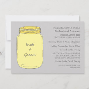Yellow Mason Jar Wedding Rehearsal Dinner Party Invitation
