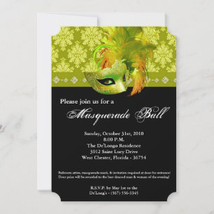 Yellow Masquerade Ball Mask Costume Halloween Part Invitation