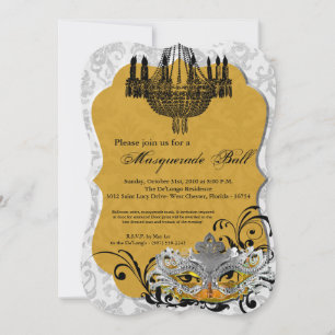 Yellow Masquerade Ball Mask Costume Halloween Part Invitation