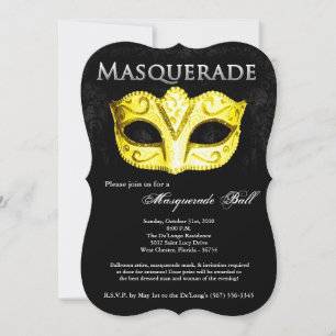 Yellow Masquerade Ball Mask Costume Halloween Part Invitation