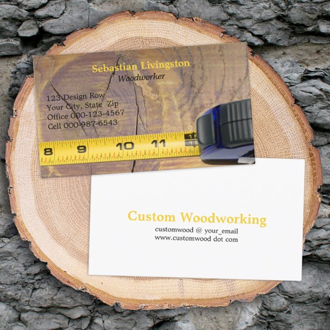 Yellow Measuring Tape Woodworking Professional Business Card (Creator Uploaded)