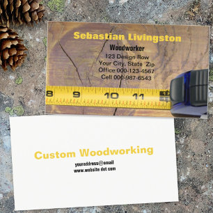 Yellow Measuring Tape Woodworking Professional Business Card