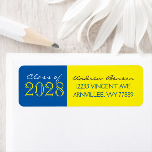 Yellow & Med Blue Graduation Return Address Labels