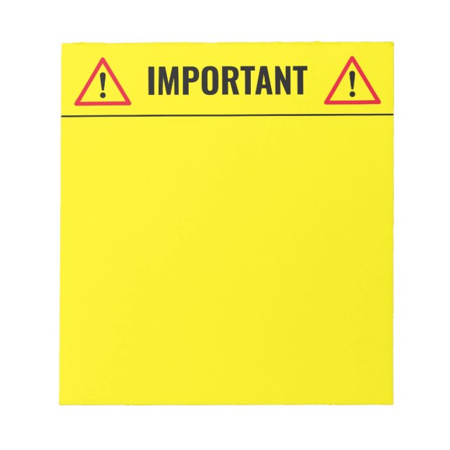 Yellow memo writing notepad for important stuff (Front)