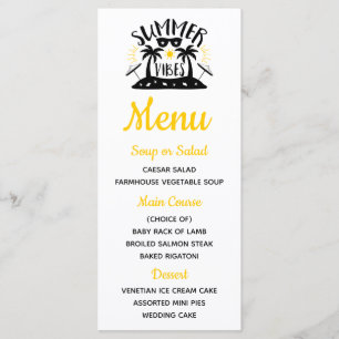 Yellow Menu Tropical Palm Trees Wedding Party