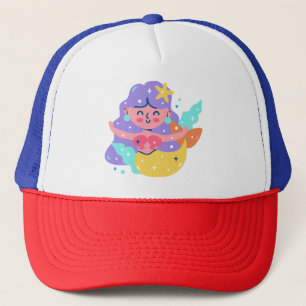 Yellow mermaid trucker hat