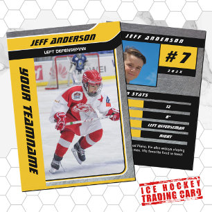 Yellow Metal Ice Hockey Trading Card