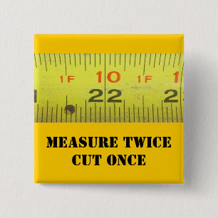 Yellow Metal Tape Measure 15 Cm Square Badge