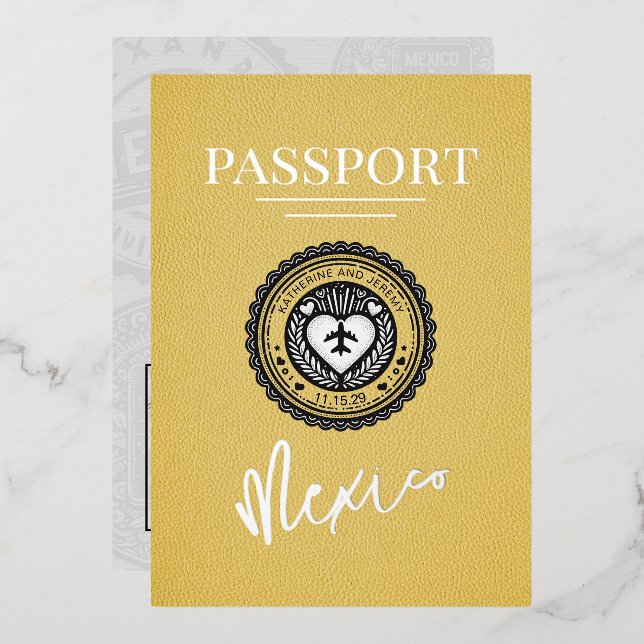 Yellow Mexico Passport Wedding (Front/Back)