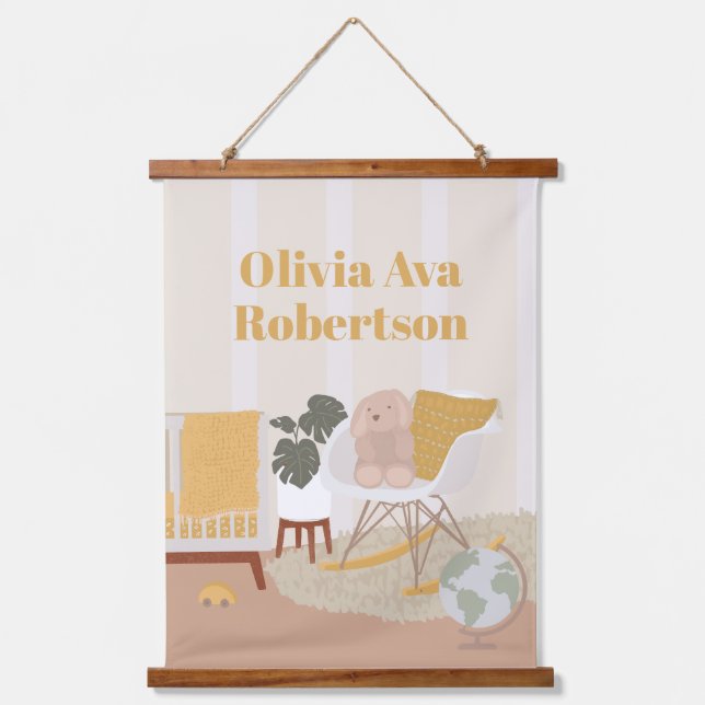 Yellow Mid-Century Modern Nursery Tapestry (Front)