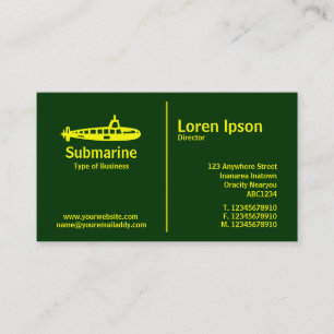 Yellow Middle Rule - Submarine - Dark Green Business Card
