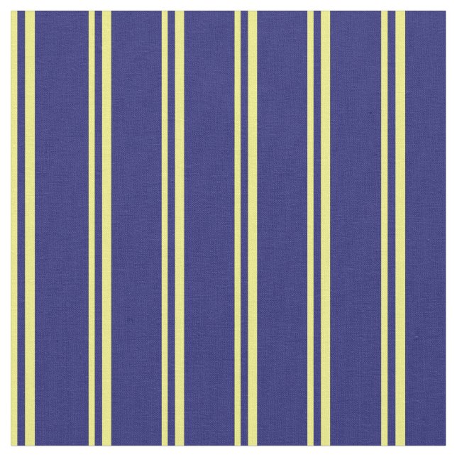 Yellow & Midnight Blue Coloured Lines Fabric (Close Up)