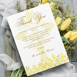 Yellow Mimosa Religious Wedding Thank You Card