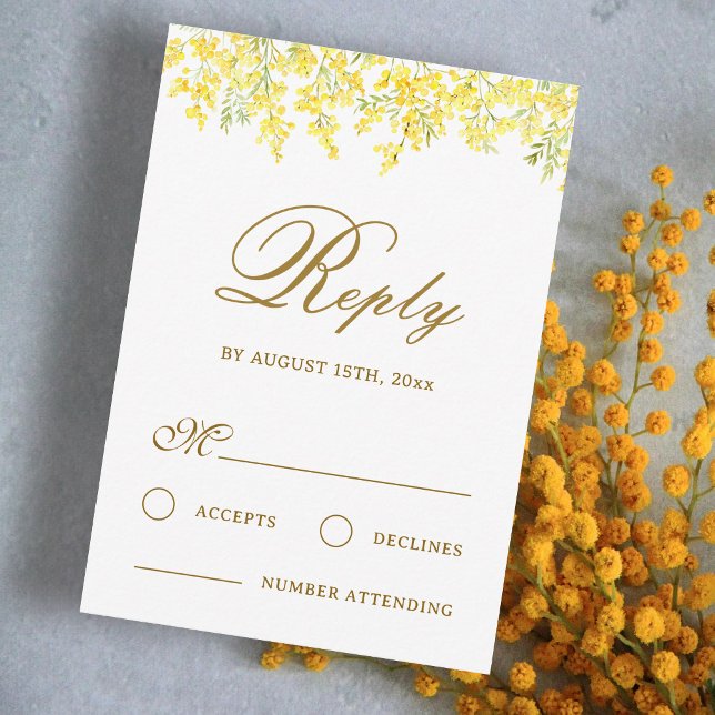Yellow Mimosa Wedding RSVP Card (Creator Uploaded)