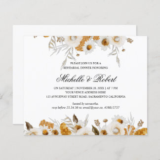 Yellow Mimosa white chamomile Rehearsal Dinner