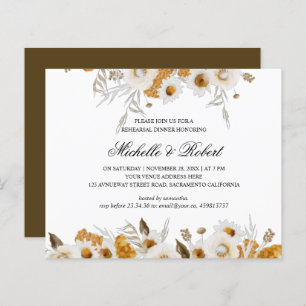 Yellow Mimosa white chamomile Rehearsal Dinner