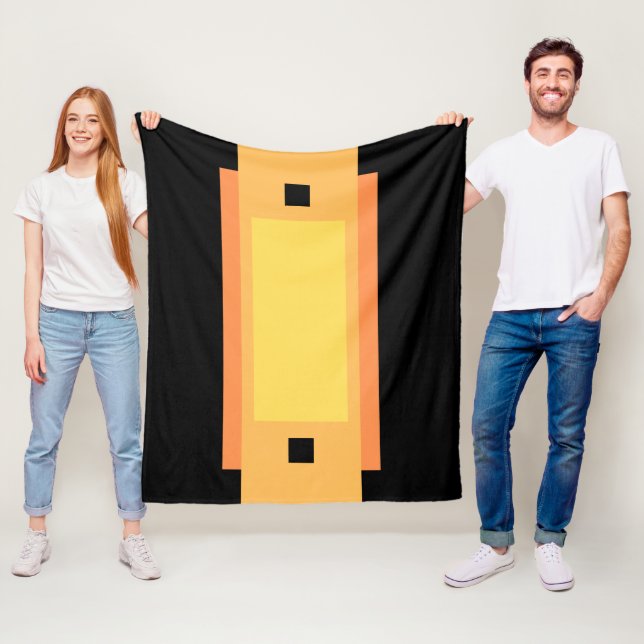 Yellow Minimal Orange Black Fleece Blanket (In Situ)