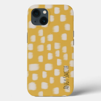 Yellow minimal pattern with side personalised name iPhone 13 case