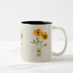 Yellow Minimalist Flower Two-Tone Coffee Mug