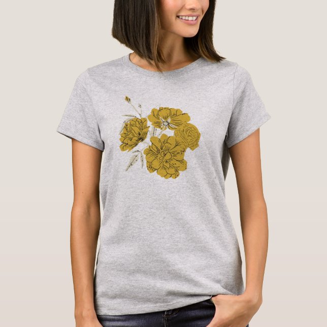 Yellow Minimalist Flowers T-Shirt (Front)