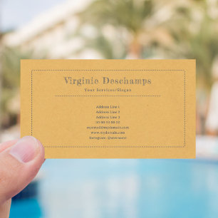 Yellow Minimalist Kraft Rustic Business Card