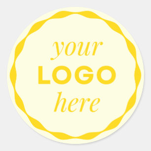 Yellow Minimalist Logo Scalloped Circle Sticker