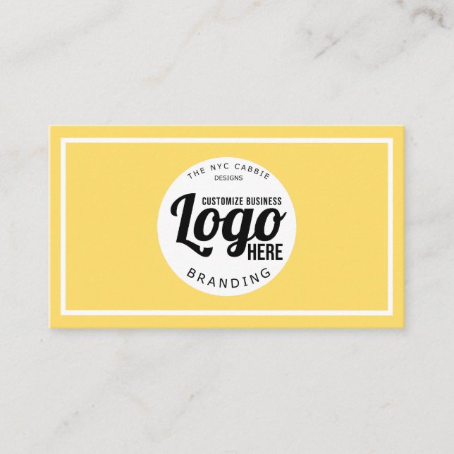Yellow Minimalist Modern Custom Logo  Business Card (Front)