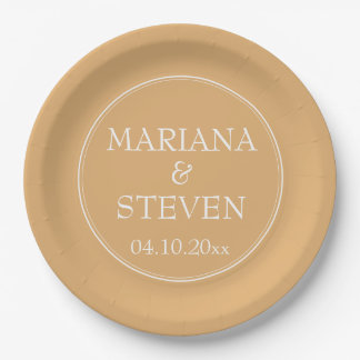 Yellow Minimalist Modern Wedding Paper Plate