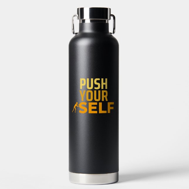 Yellow Minimalist Motivational quote Water Bottle (Front)