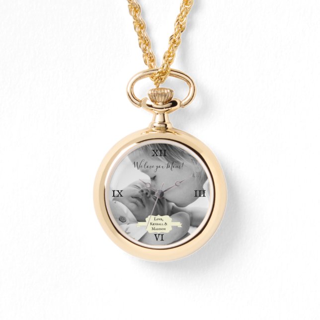 Yellow Minimalist Photo Mother's Day Watch (Front)