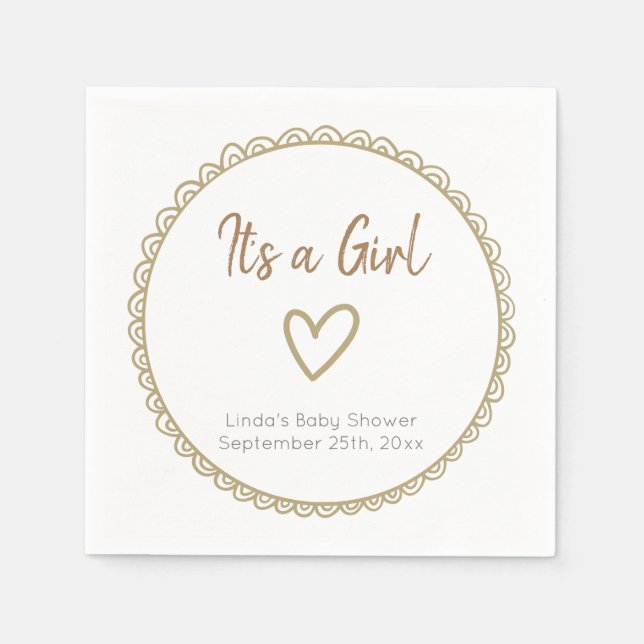 Yellow Minimalist Scribble Baby Shower Napkin (Front)