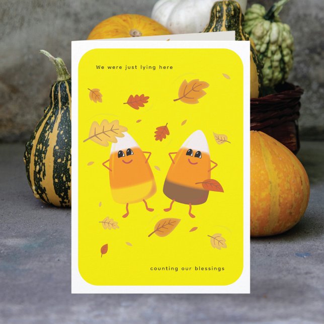Yellow | Mixed Candy Corn Couple | Fall Holiday Card (Creator Uploaded)